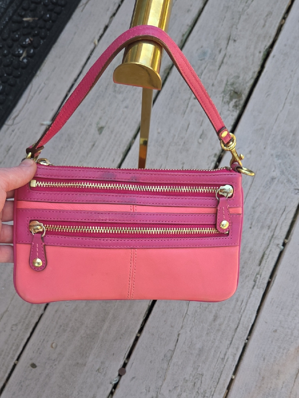 Pink Leather Clutch Fair Used Conditon